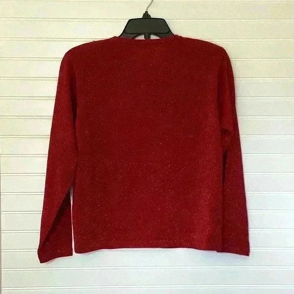 Dressbarn NWT Red Cardigan Woman's Size PM Red Sequins Metallic - Picture 8 of 12